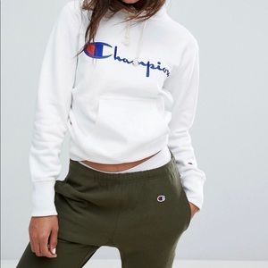 Champion Life White Screen Print Logo Hoodie